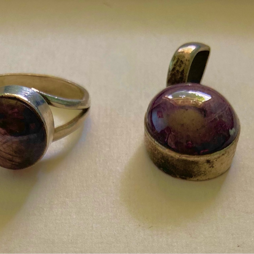 Star Ruby pendant and ring in sterling silver settings